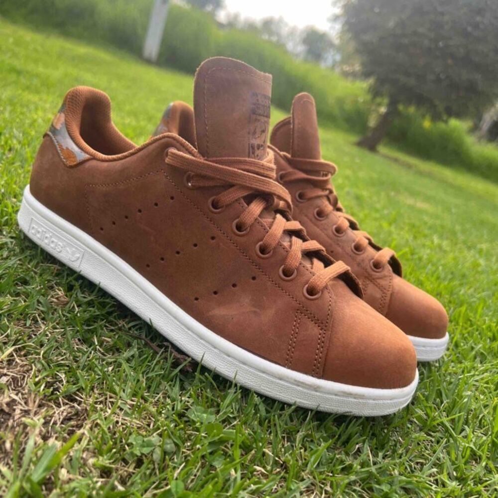 Adidas Stan Smith Mesa Bronze Strata Brown Leather Lace-Up Sneakers Size 13 Camo
